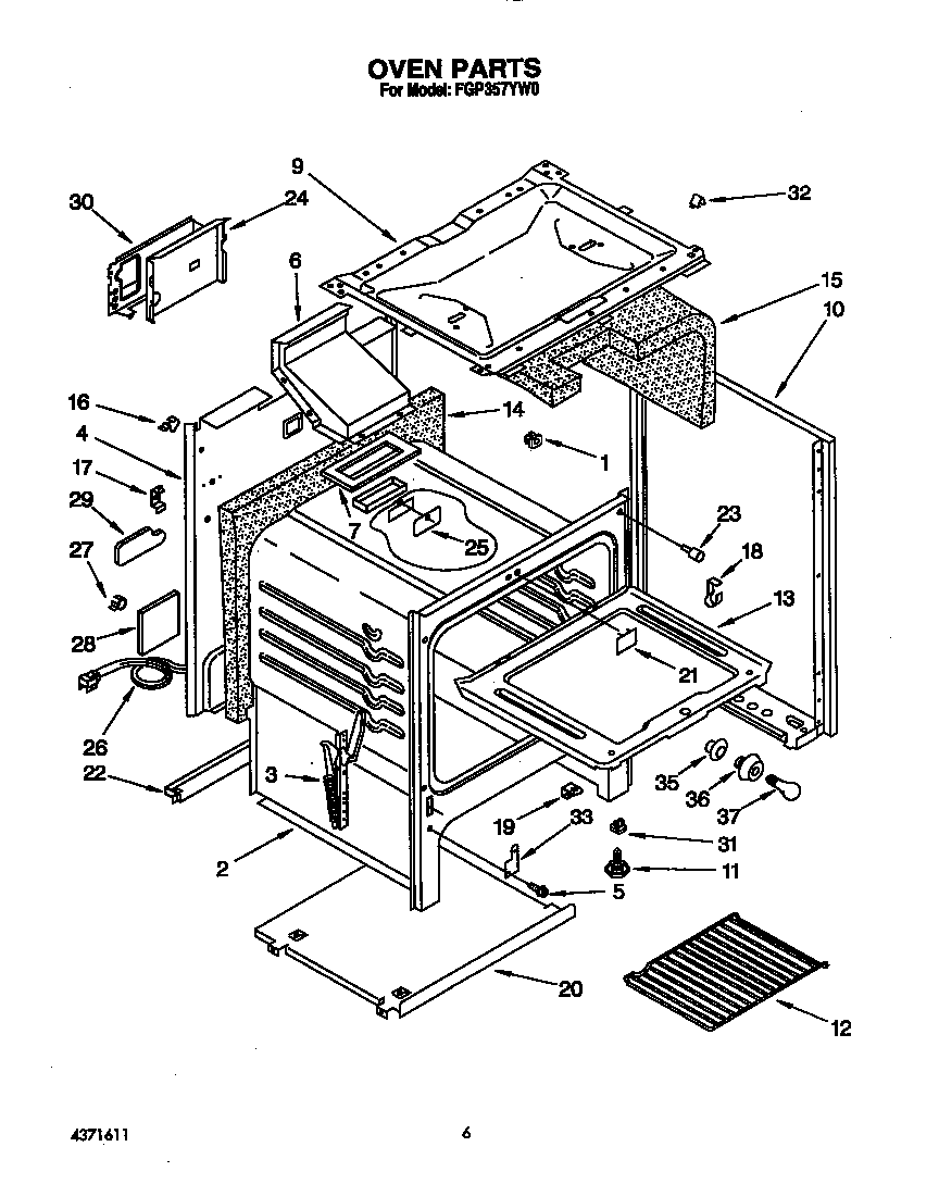 Roper FGP357YW0 oven diagram