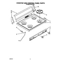 Roper FGP310YW0 cooktop and control panel diagram