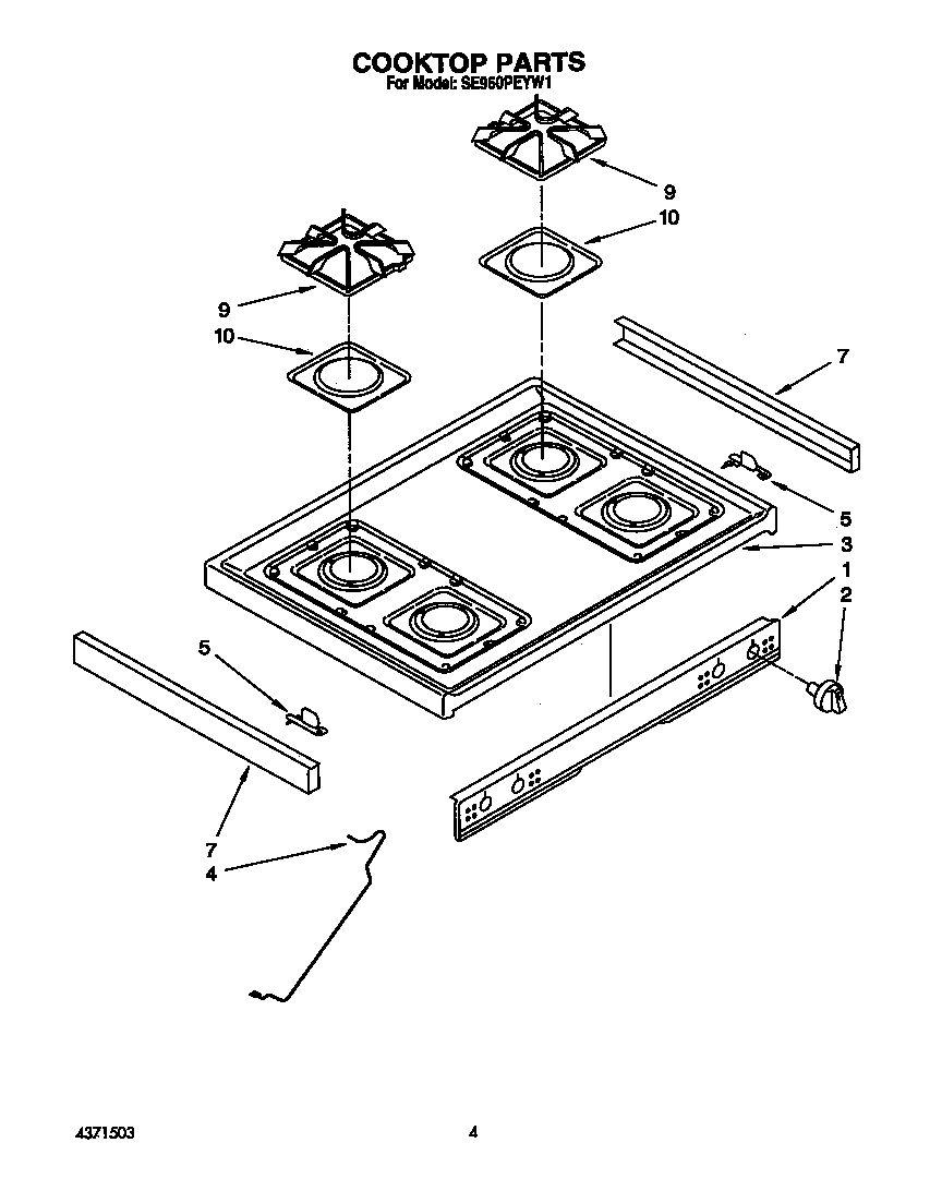 Whirlpool SE960PEYW1 cooktop diagram