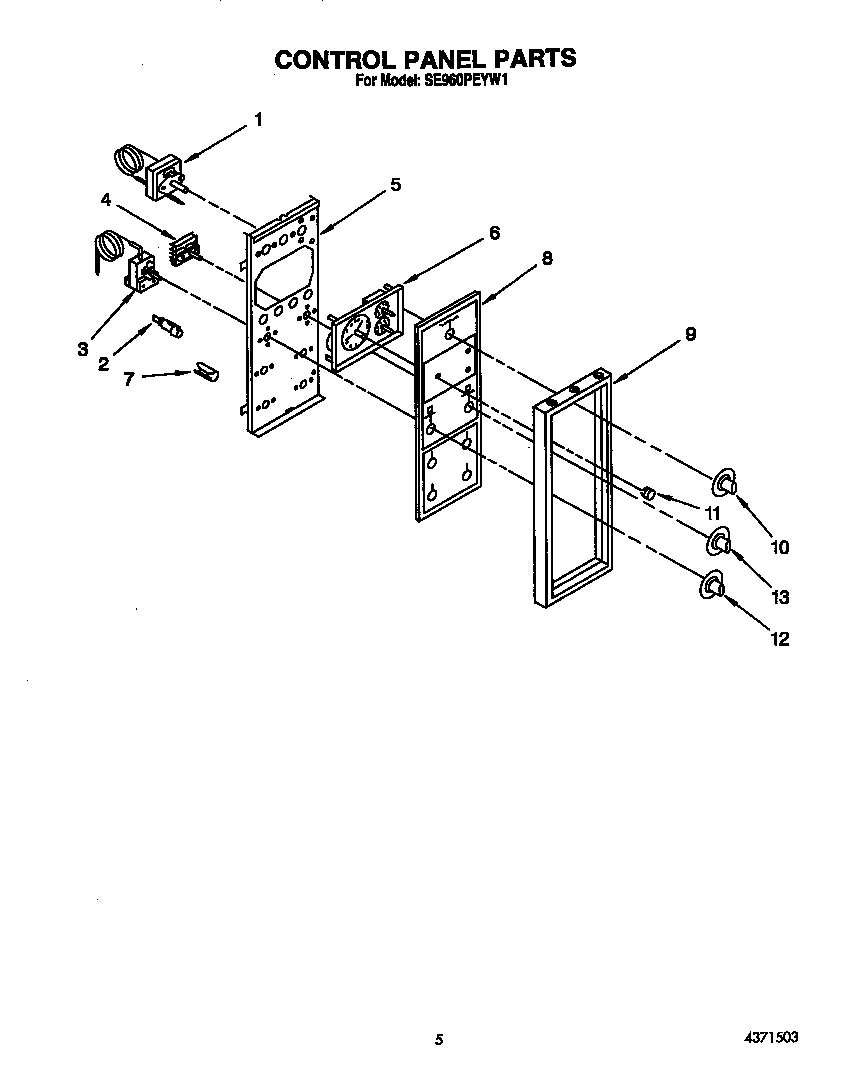 Whirlpool SE960PEYW1 control panel diagram