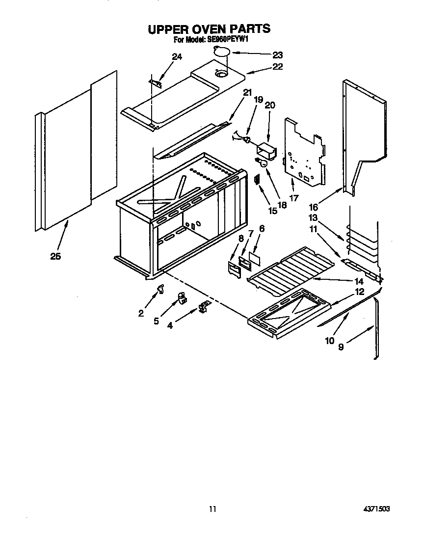 Whirlpool SE960PEYW1 upper oven diagram