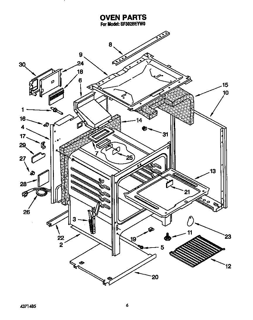 Whirlpool SF302BEYW0 oven diagram
