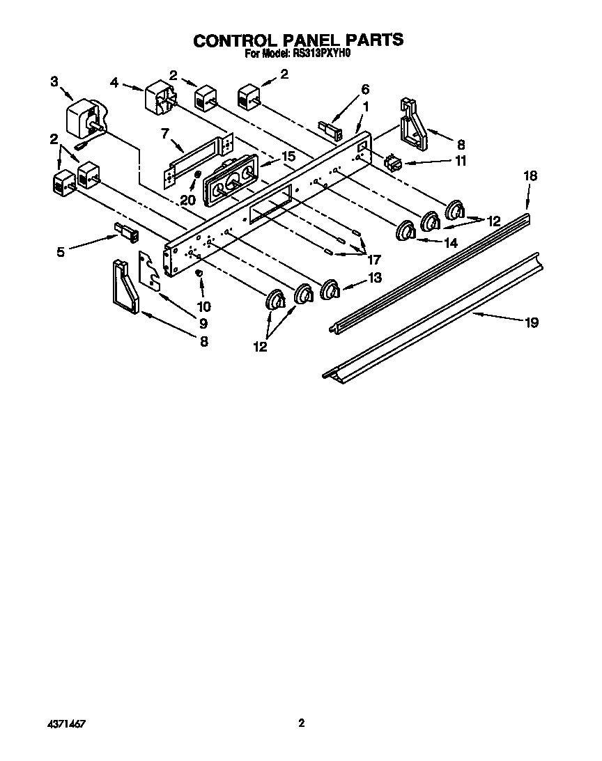 Whirlpool RS313PXYH0 control panel diagram