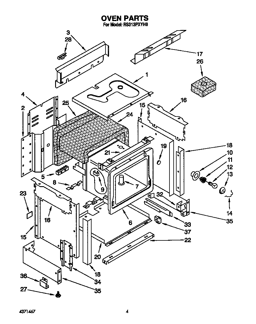 Whirlpool RS313PXYH0 oven diagram