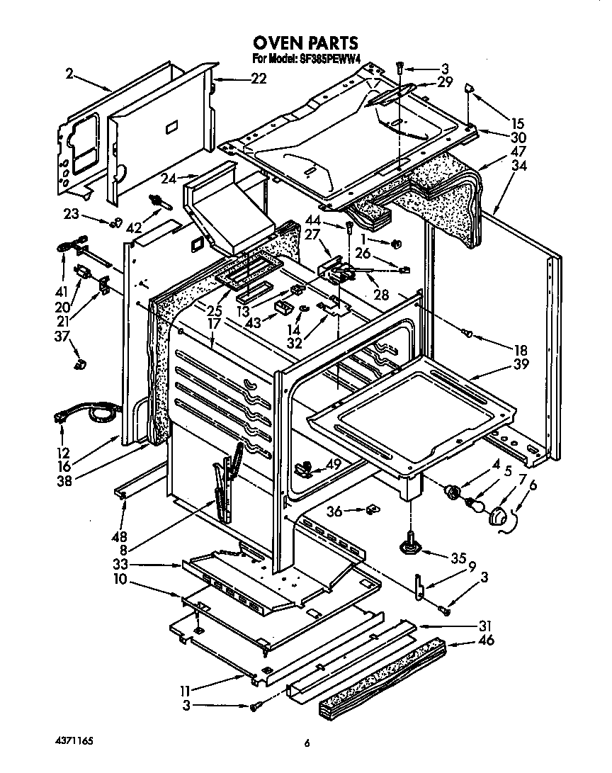 Whirlpool SF385PEWW4 oven diagram
