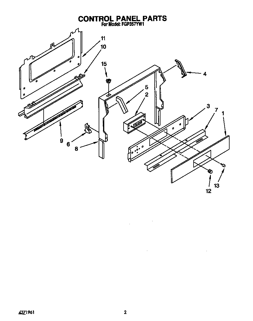 Roper FGP357YW1 control panel diagram