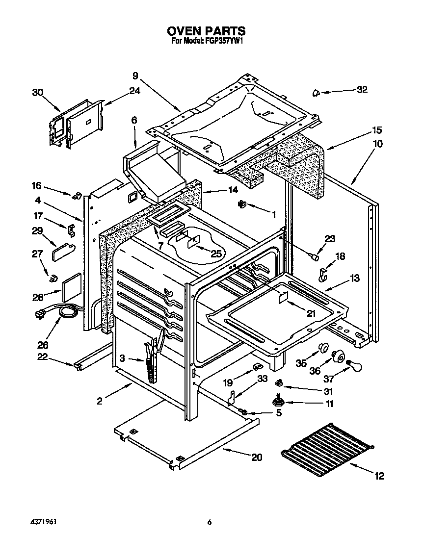 Roper FGP357YW1 oven diagram