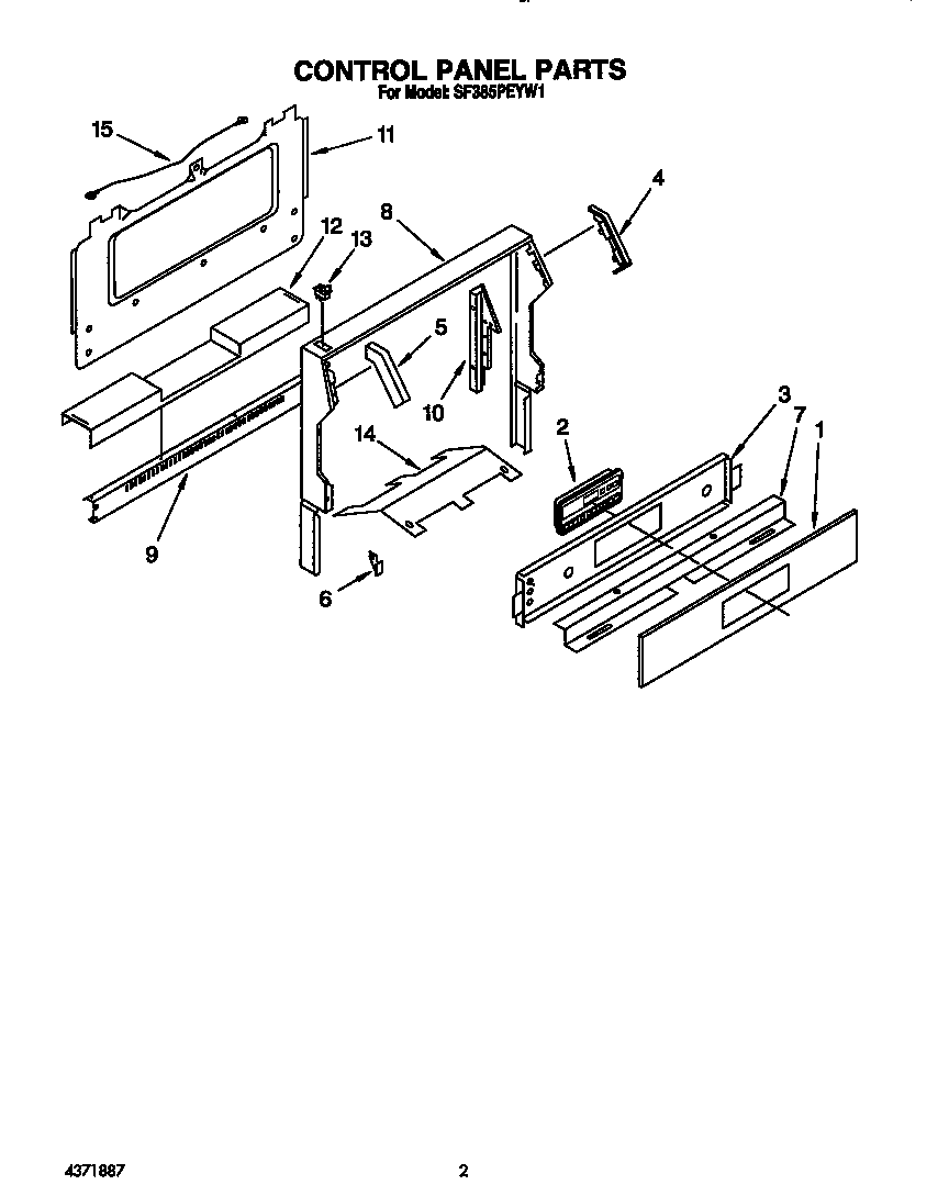 Whirlpool SF385PEYW1 control panel diagram