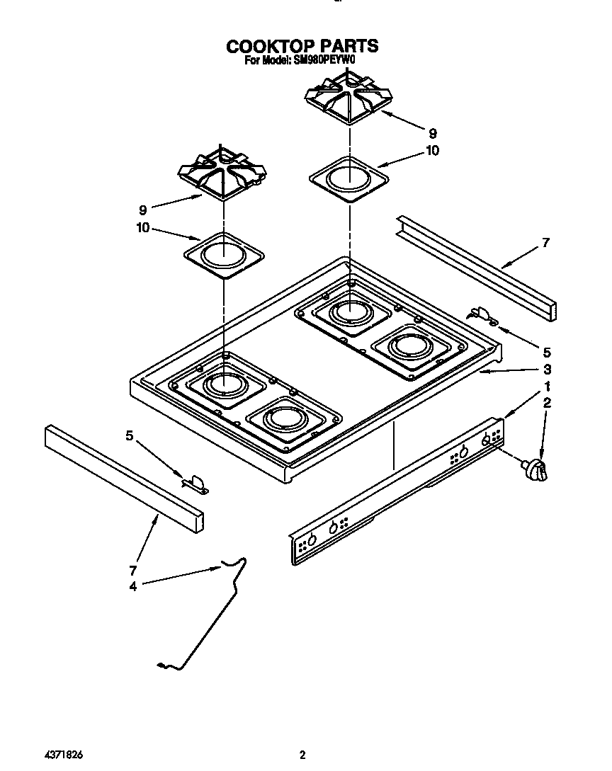 Whirlpool SM980PEYW0 cooktop diagram