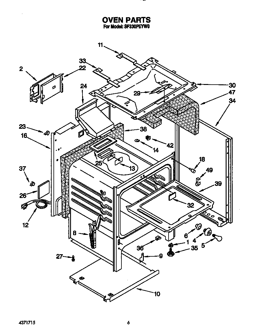 Whirlpool SF330PEYW0 oven diagram