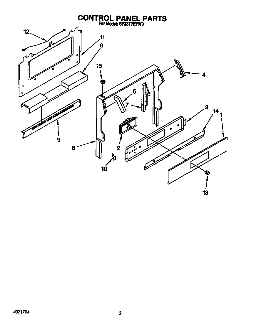 Whirlpool SF337PEYW0 control panel diagram