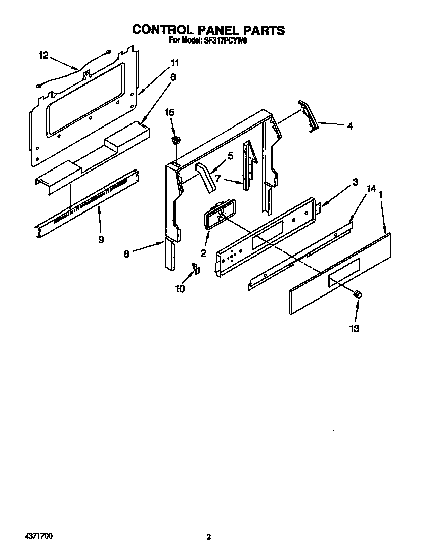 Whirlpool SF317PCYW0 control panel diagram
