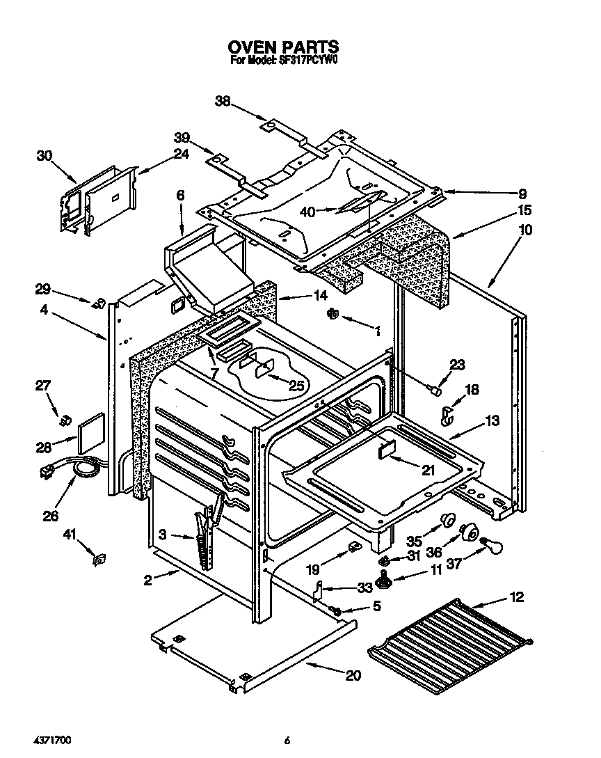 Whirlpool SF317PCYW0 oven diagram