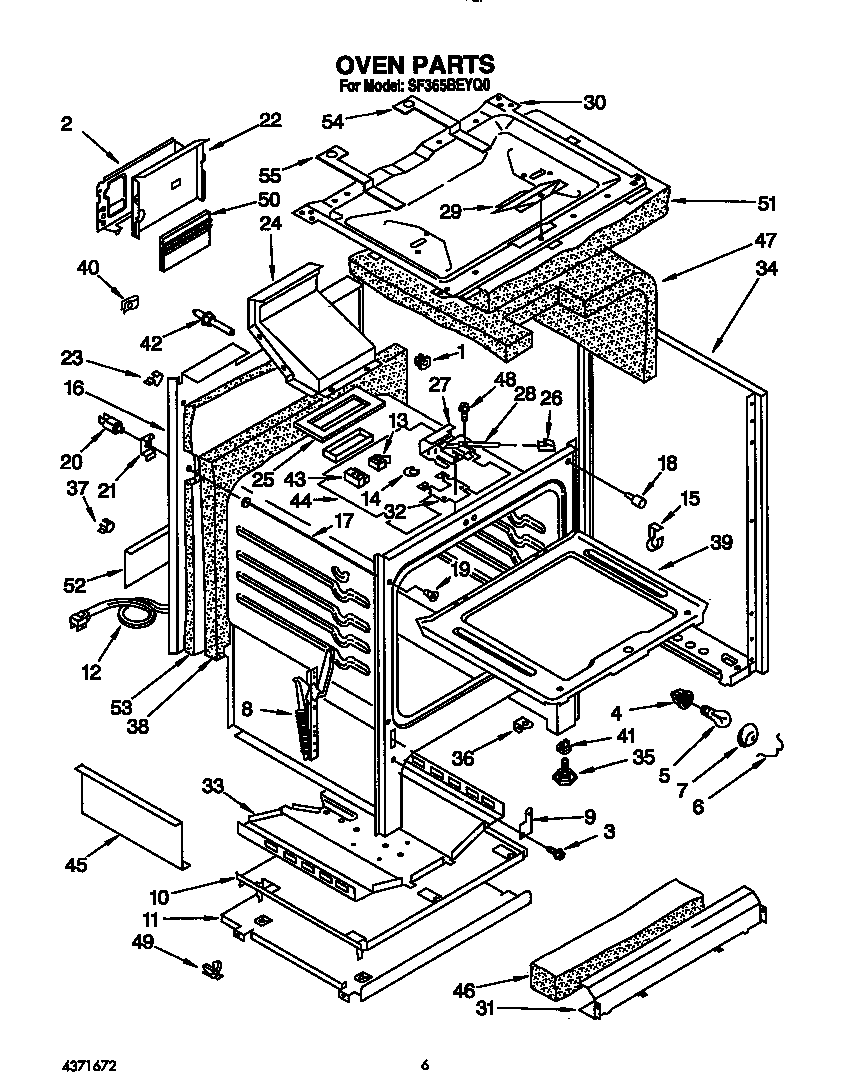 Whirlpool SF365BEYQ0 oven diagram