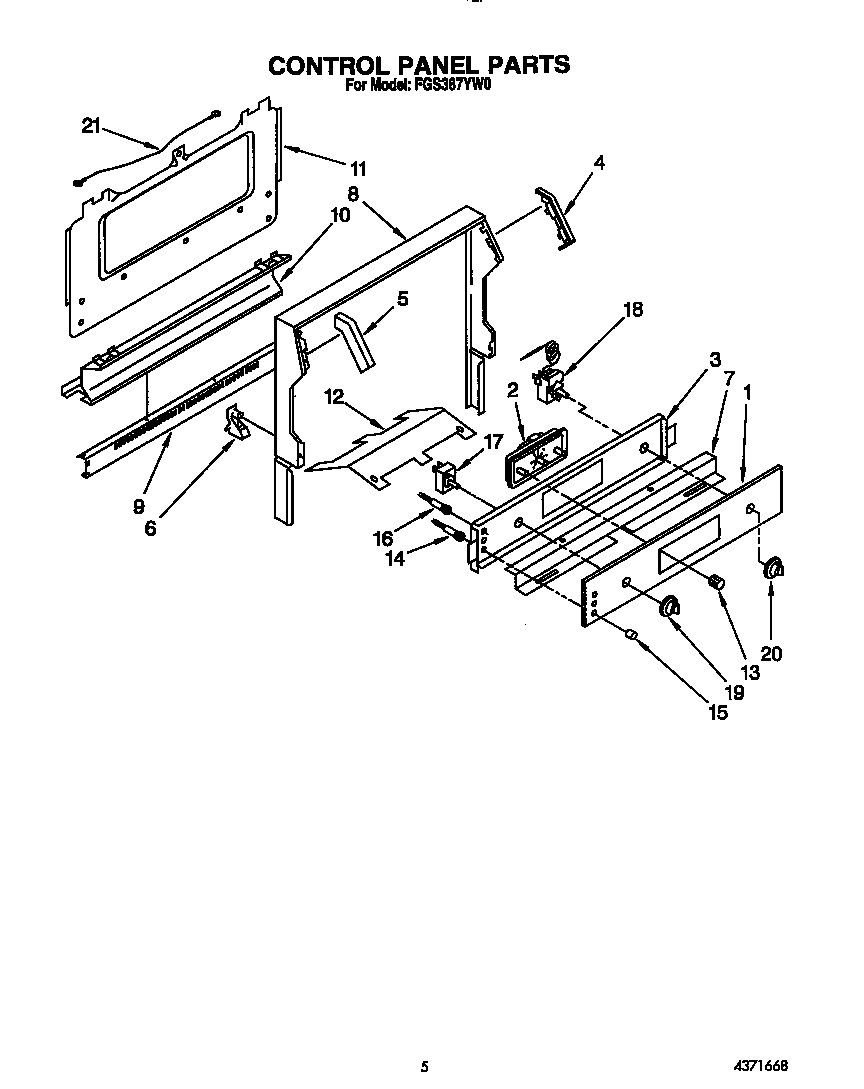 Roper FGS387YW0 control panel diagram