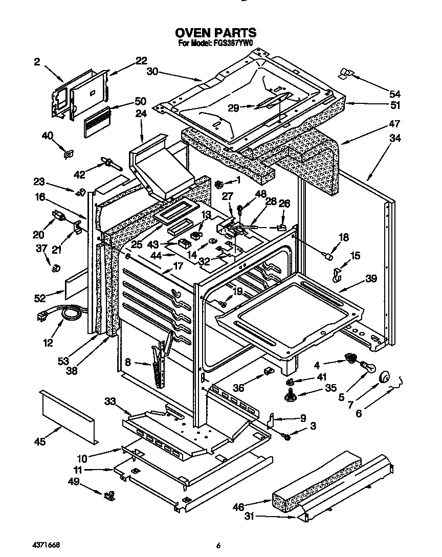 Roper FGS387YW0 oven diagram