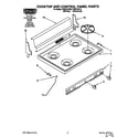 Roper FGP310YW2 cooktop and control panel diagram