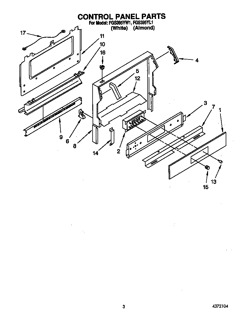 Roper FGS395YW1 control panel diagram