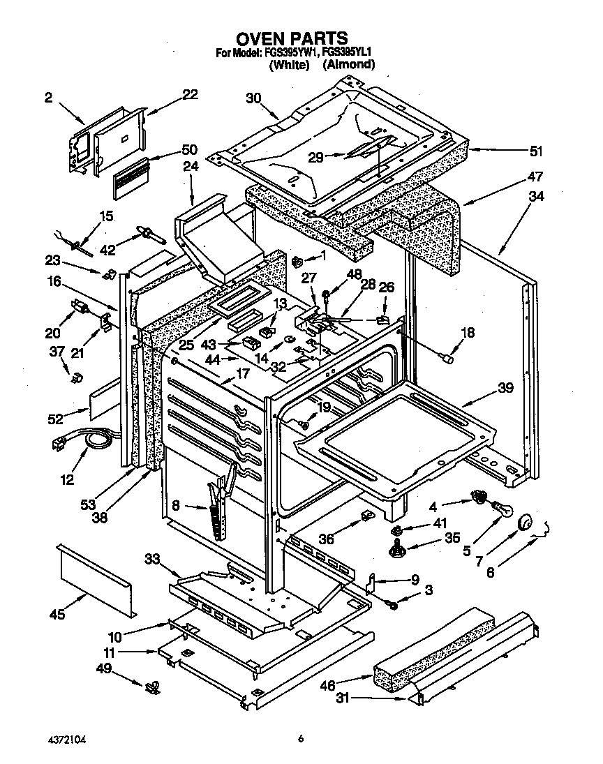 Roper FGS395YW1 oven diagram