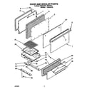 Roper FGP310YW1 door and broiler parts diagram