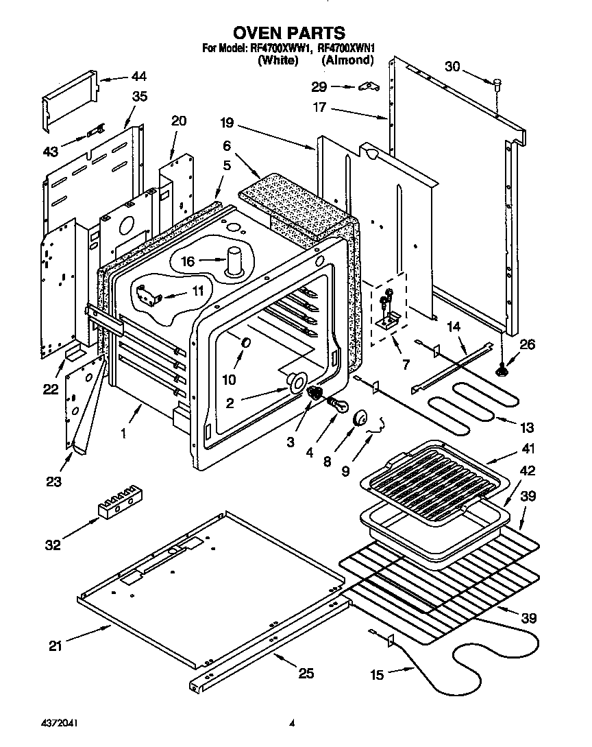 Whirlpool RF4700XWW1 oven diagram