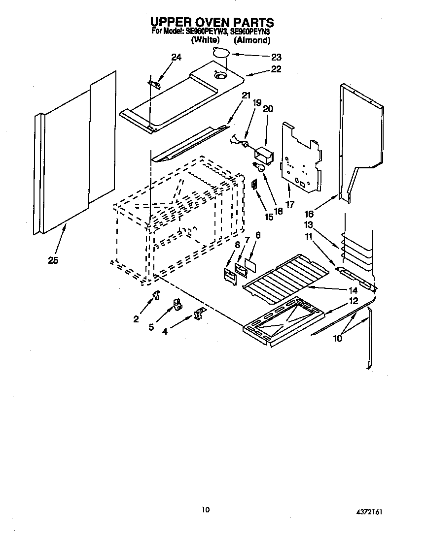 Whirlpool SE960PEYN3 upper oven diagram