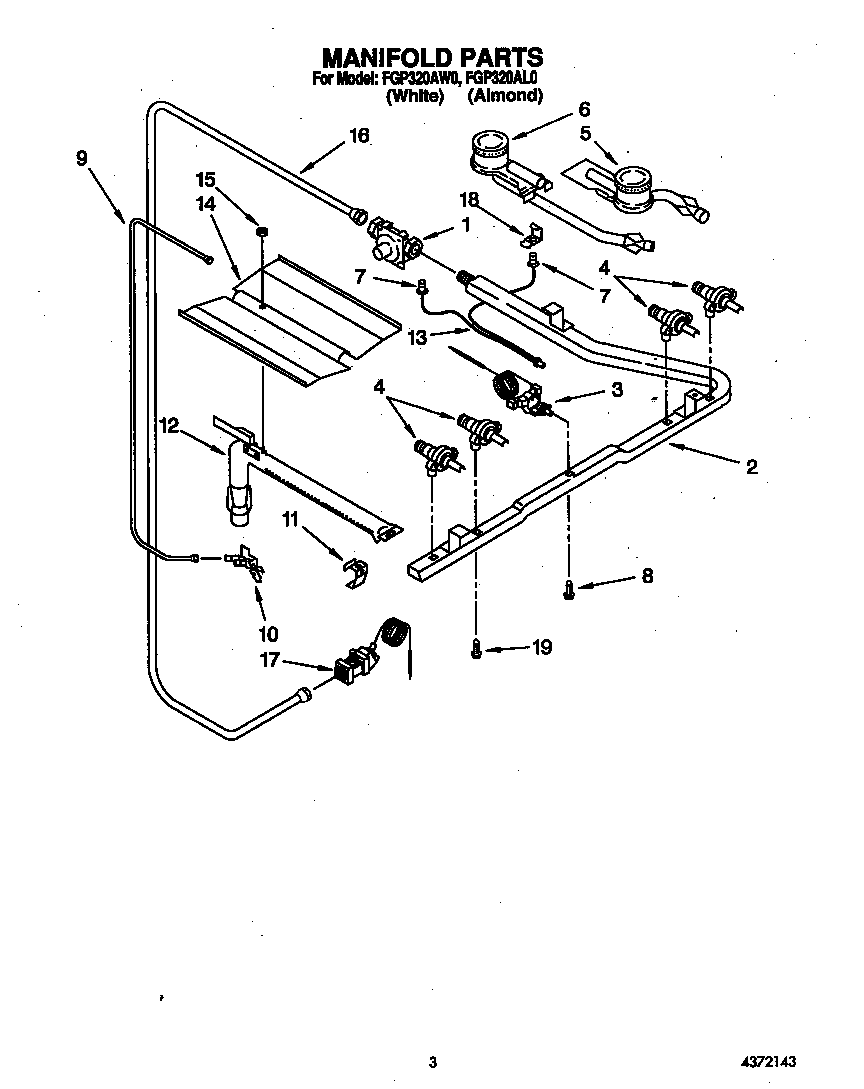 Roper FGP320AW0 manifold diagram