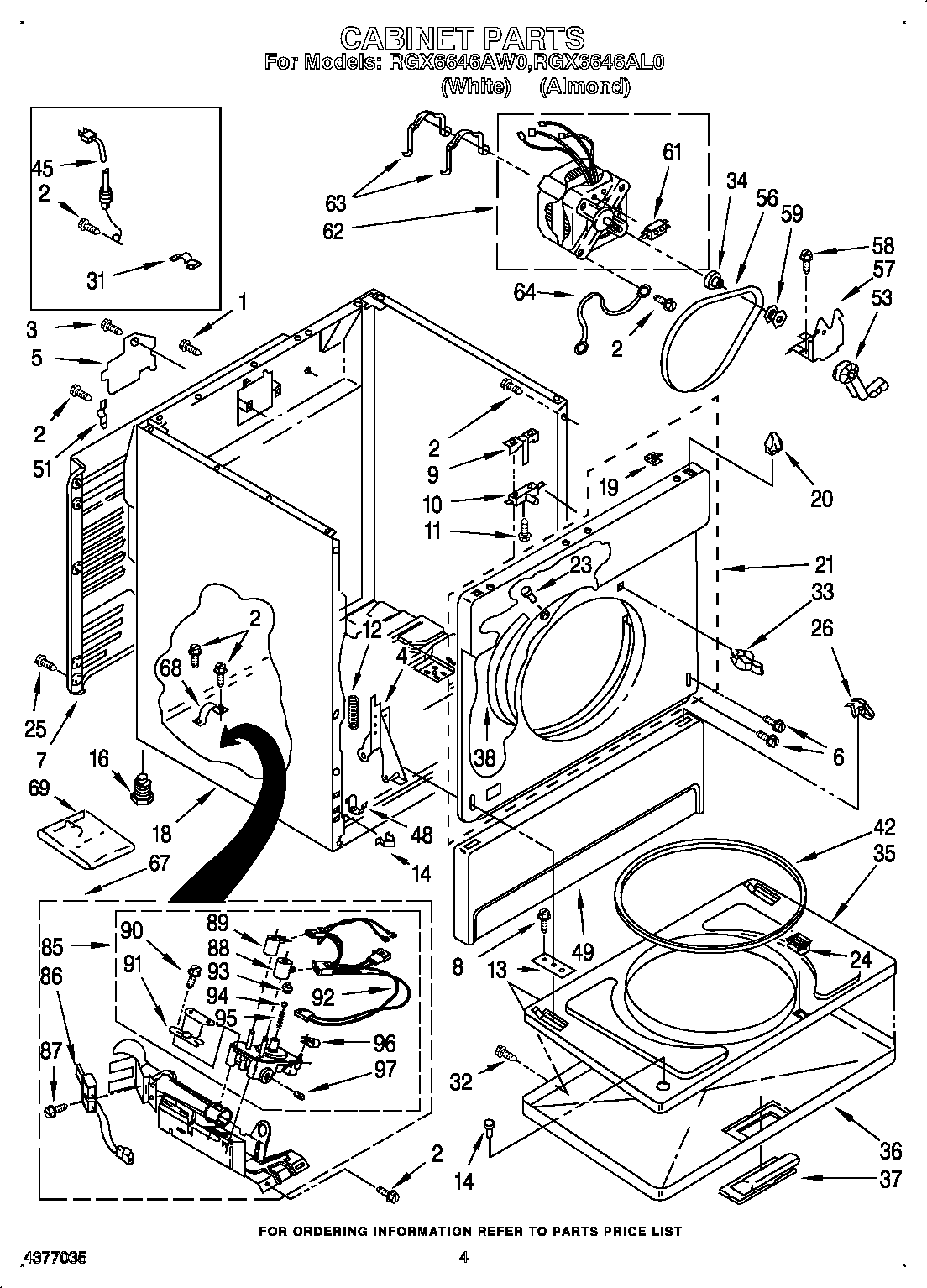 Roper RGX6646AW0 cabinet diagram