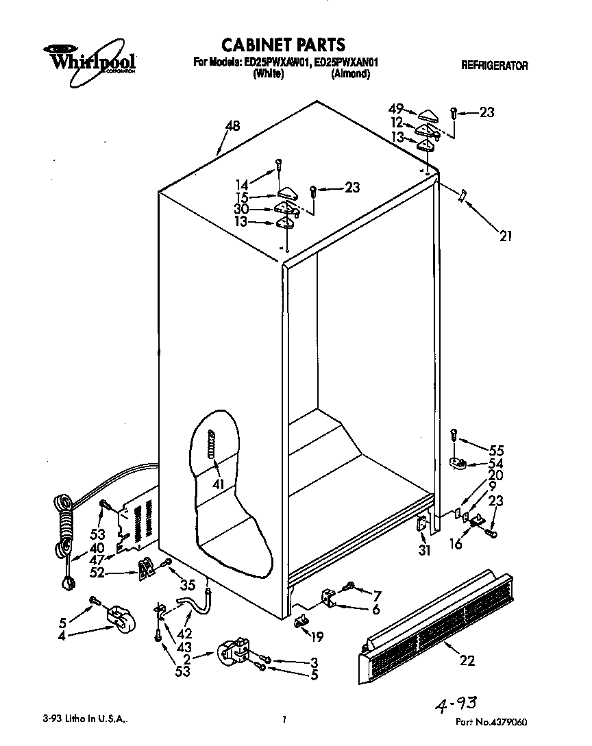 Whirlpool ED25PWXAW01 cabinet diagram