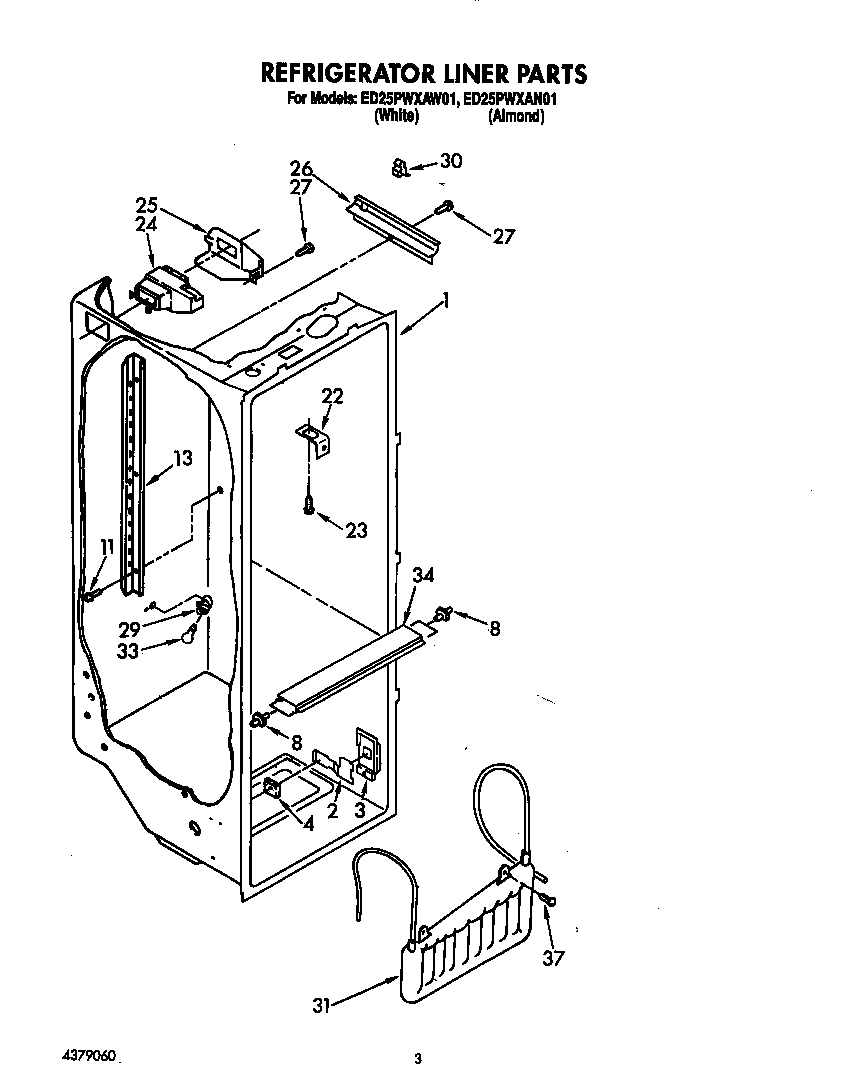 Whirlpool ED25PWXAW01 refrigerator liner diagram