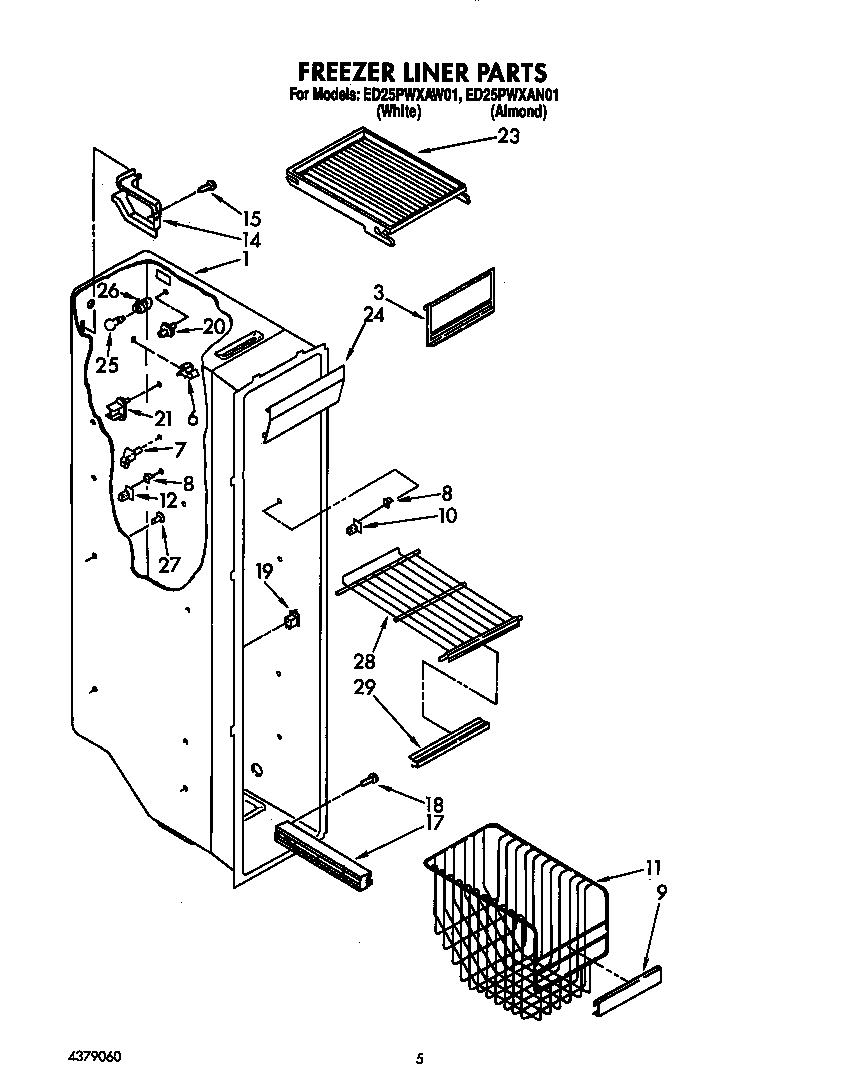 Whirlpool ED25PWXAW01 freezer liner diagram