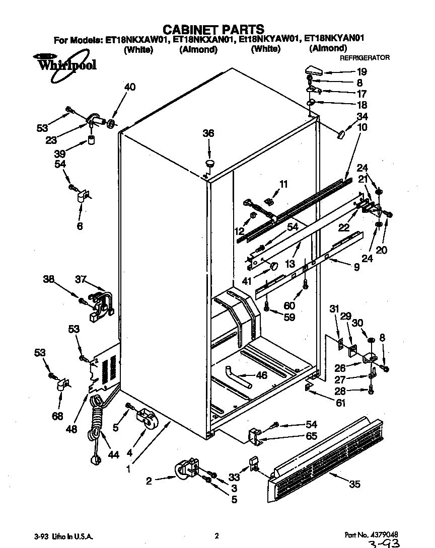 Whirlpool ET18NKYAW01 cabinet diagram
