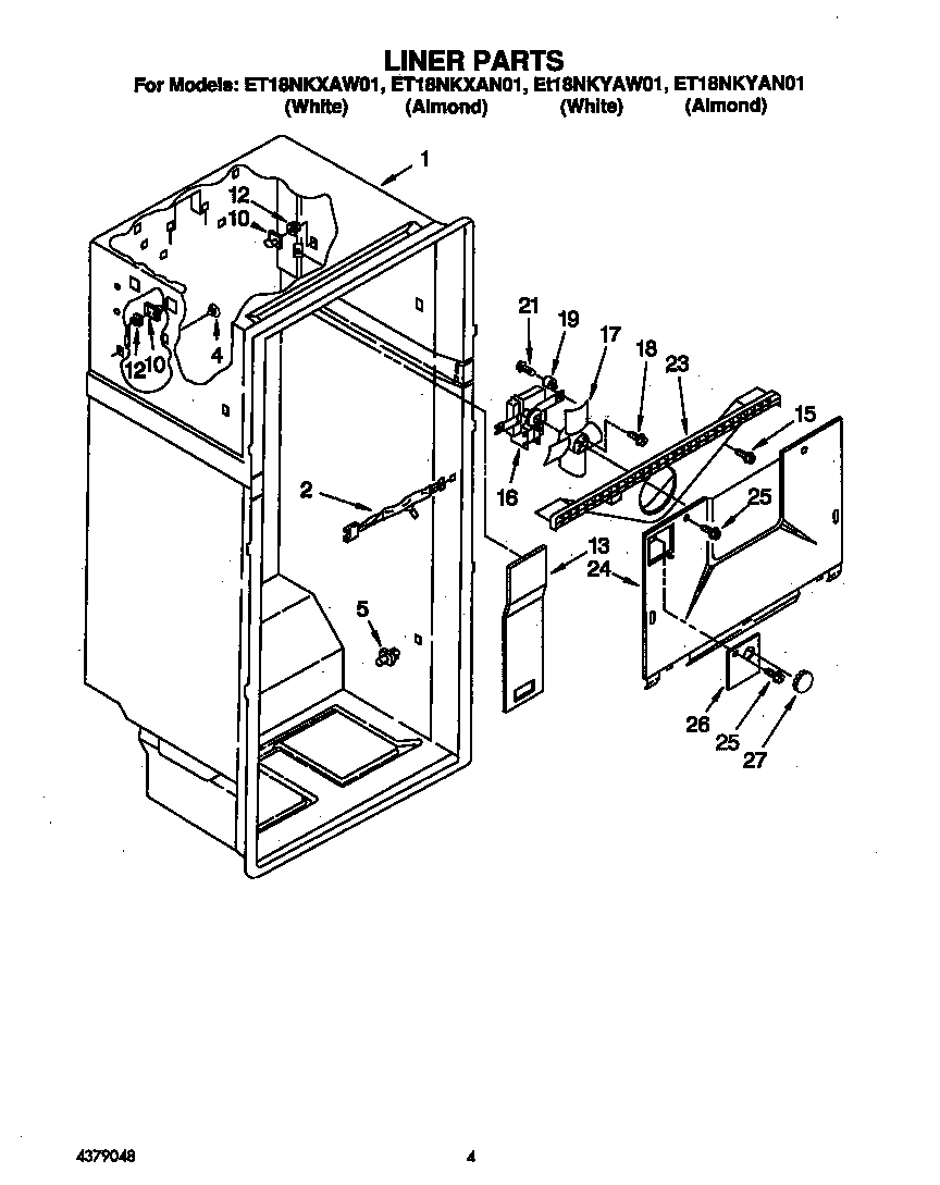 Whirlpool ET18NKYAW01 liner diagram