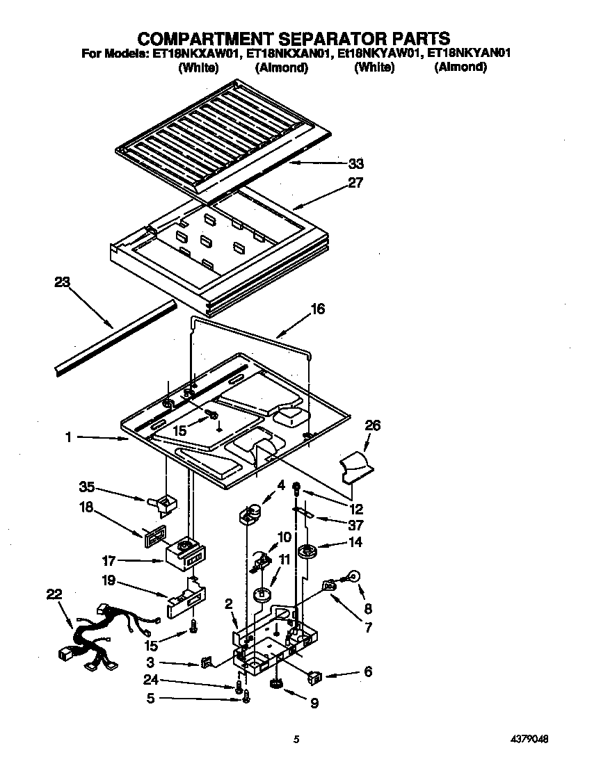 Whirlpool ET18NKYAW01 compartment separator diagram