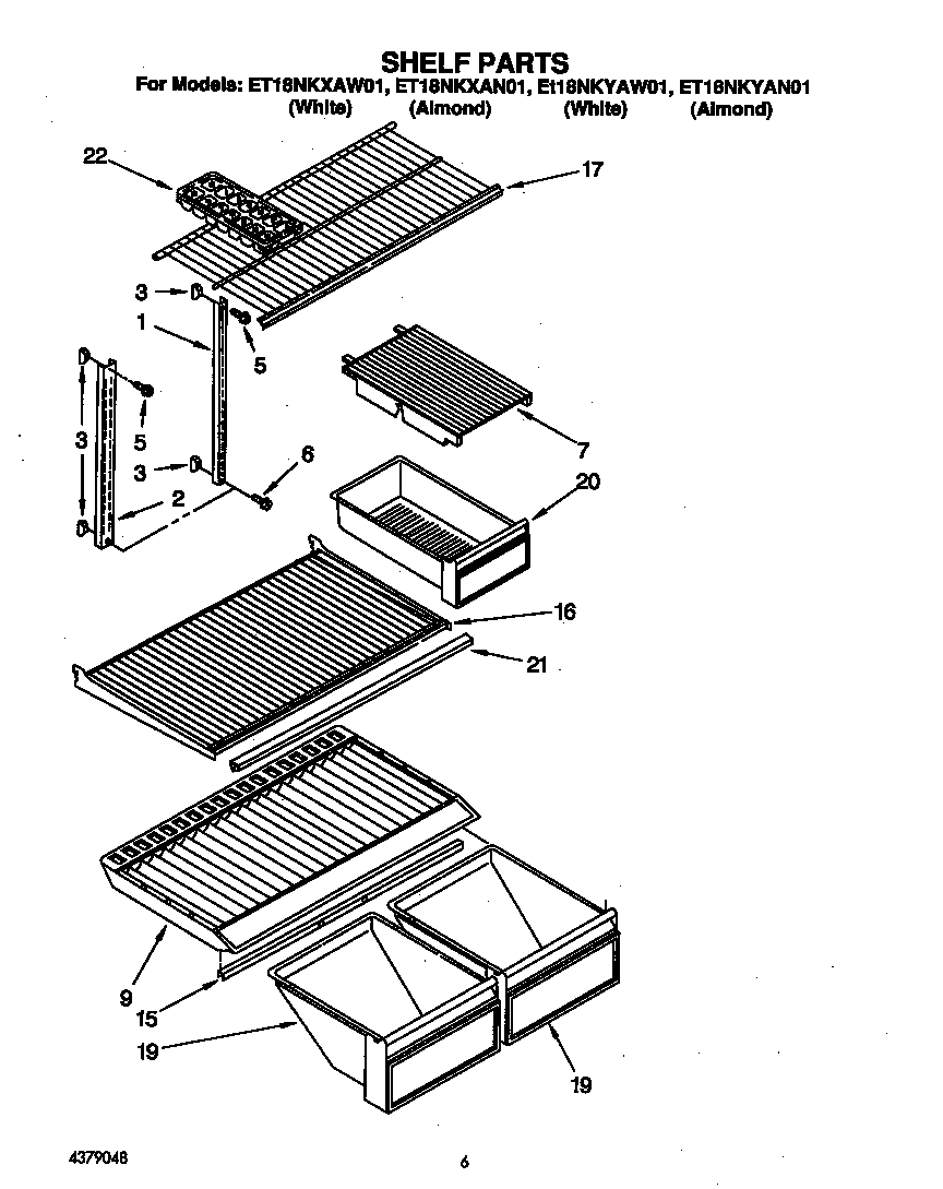 Whirlpool ET18NKYAW01 shelf diagram