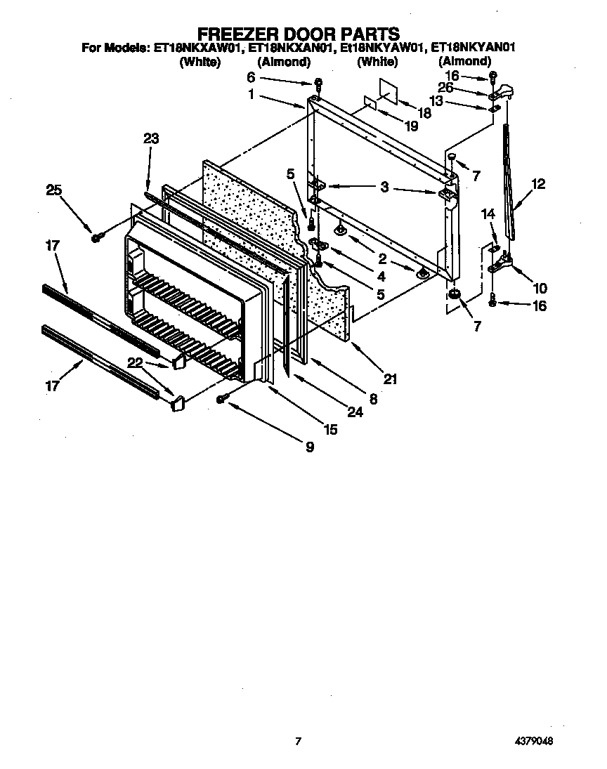 Whirlpool ET18NKYAW01 freezer door diagram
