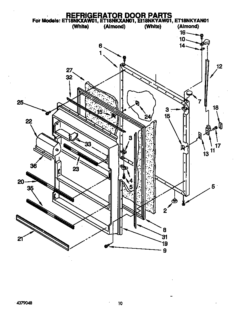 Whirlpool ET18NKYAW01 refrigerator door diagram