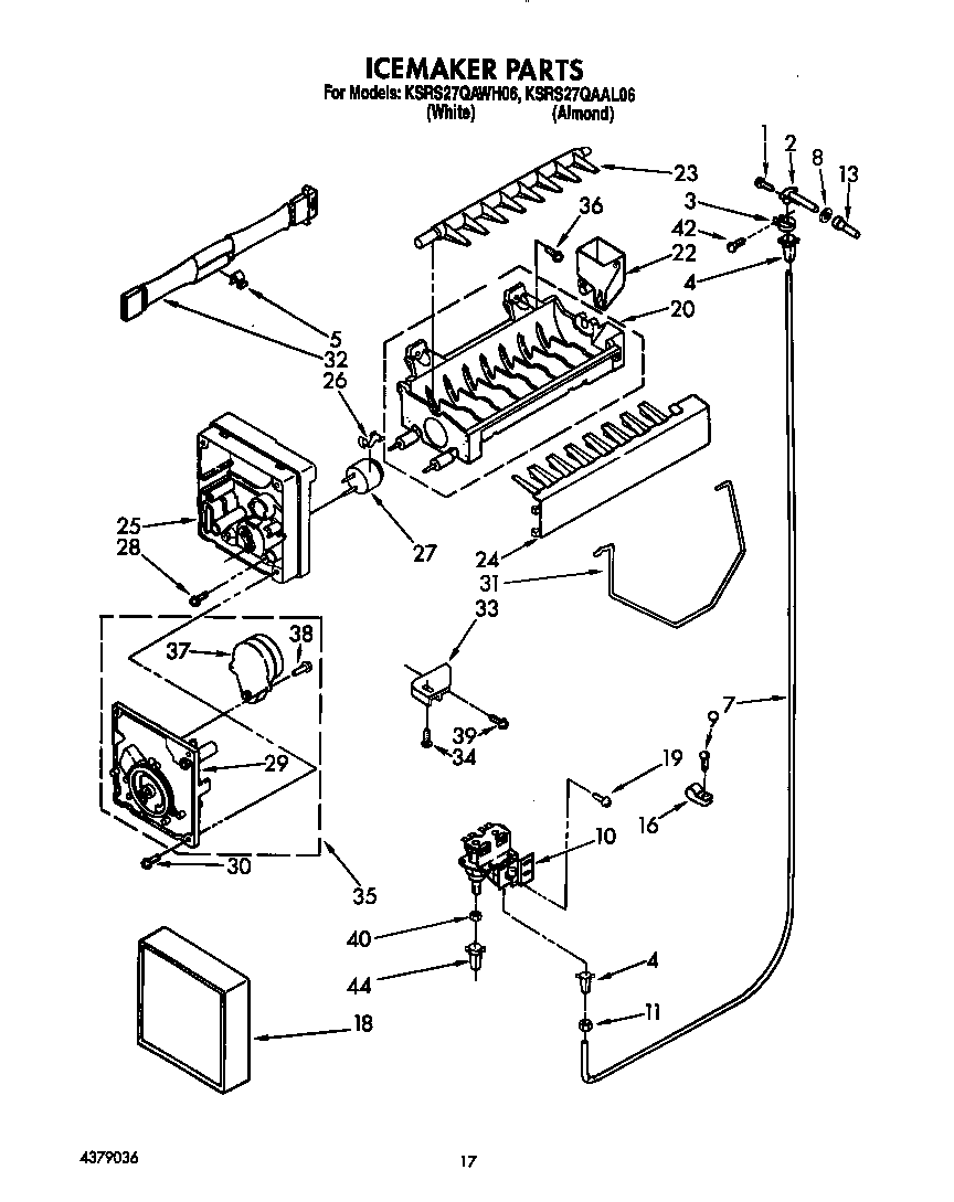KitchenAid KSRS27QAWH06 icemaker diagram