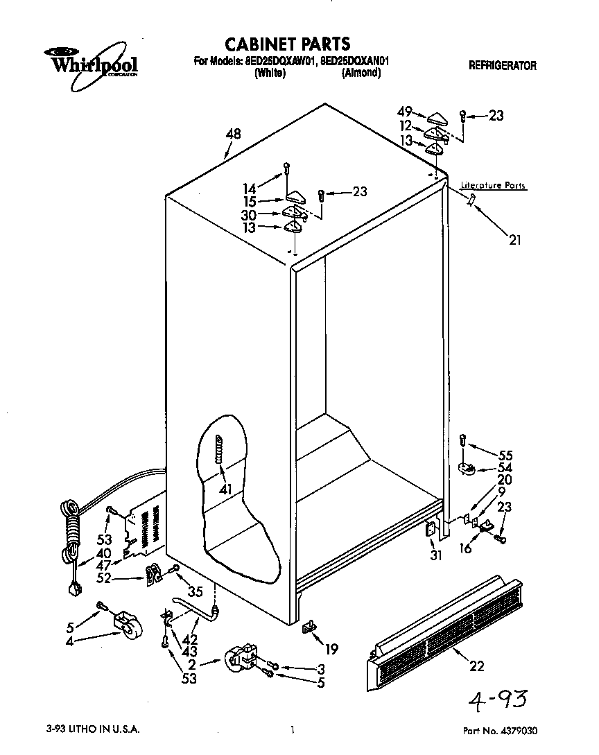 Whirlpool 8ED25DQXAW01 cabinet diagram