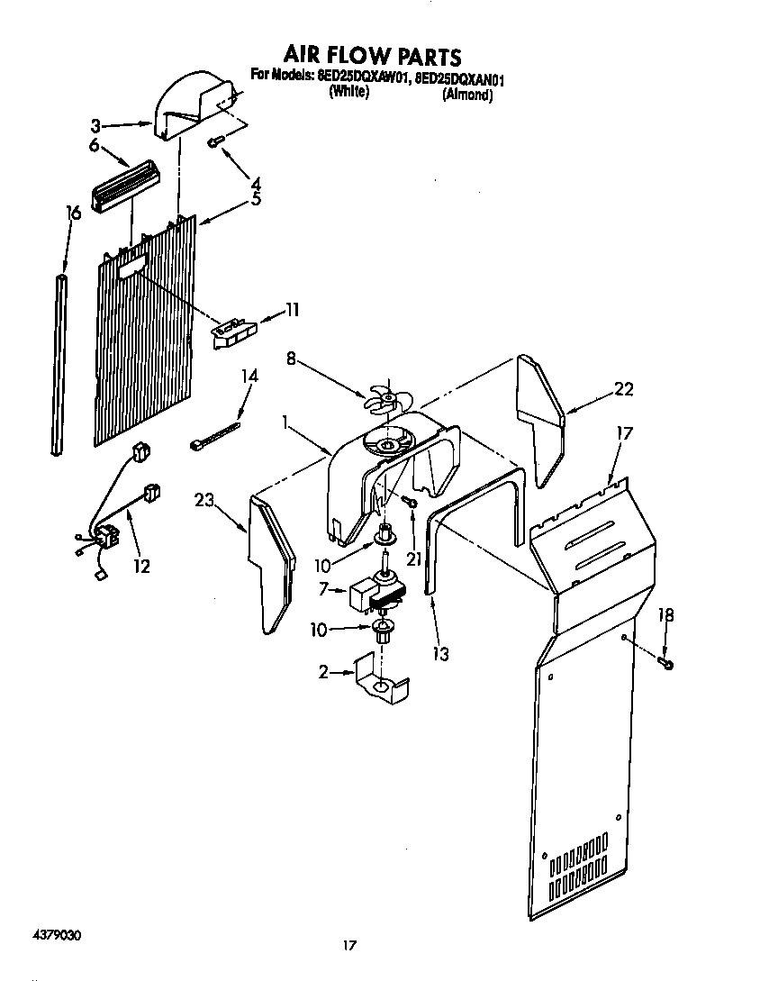 Whirlpool 8ED25DQXAW01 airflow diagram