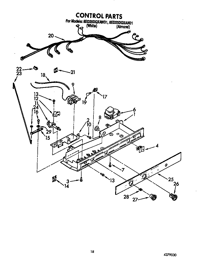 Whirlpool 8ED25DQXAW01 control diagram