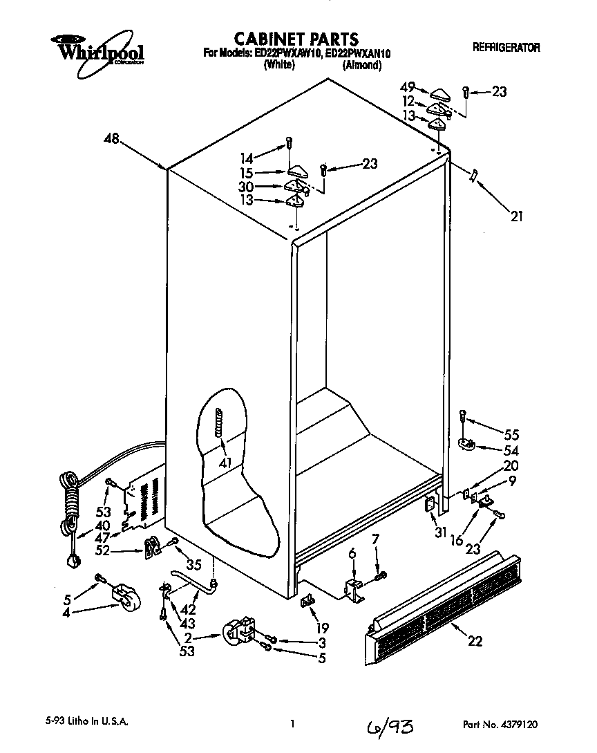 Whirlpool ED22PWXAW10 cabinet diagram