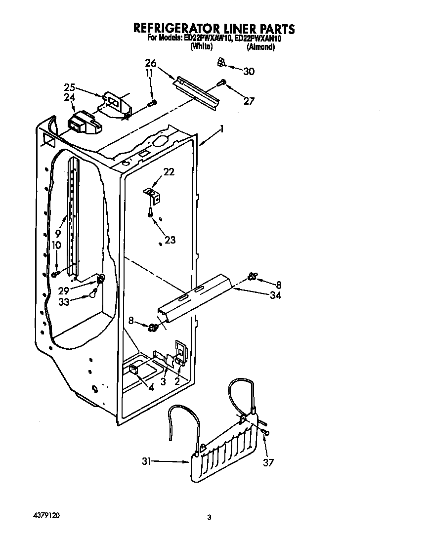 Whirlpool ED22PWXAW10 refrigerator liner diagram
