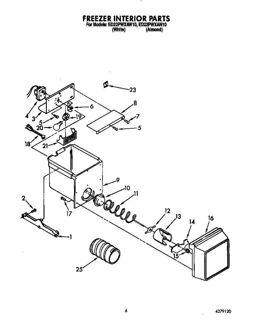 Whirlpool ED22PWXAW10 freezer interior diagram