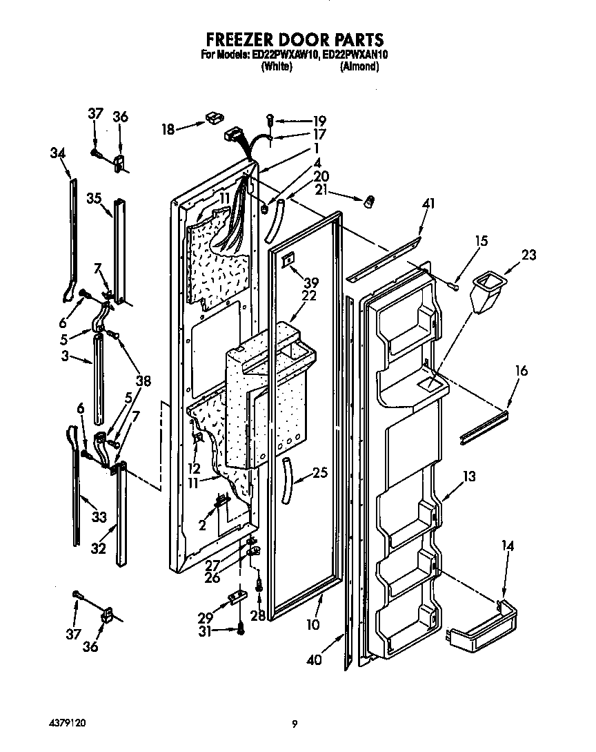 Whirlpool ED22PWXAW10 freezer door diagram