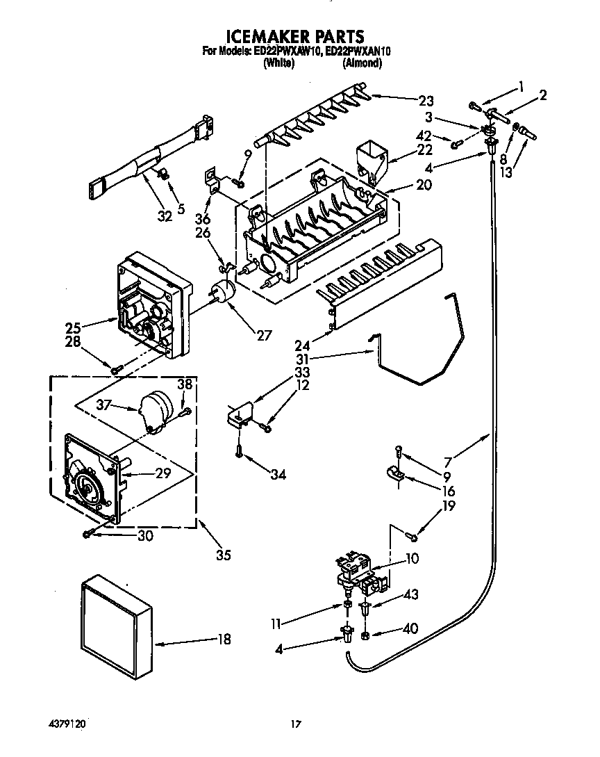 Whirlpool ED22PWXAW10 icemaker diagram