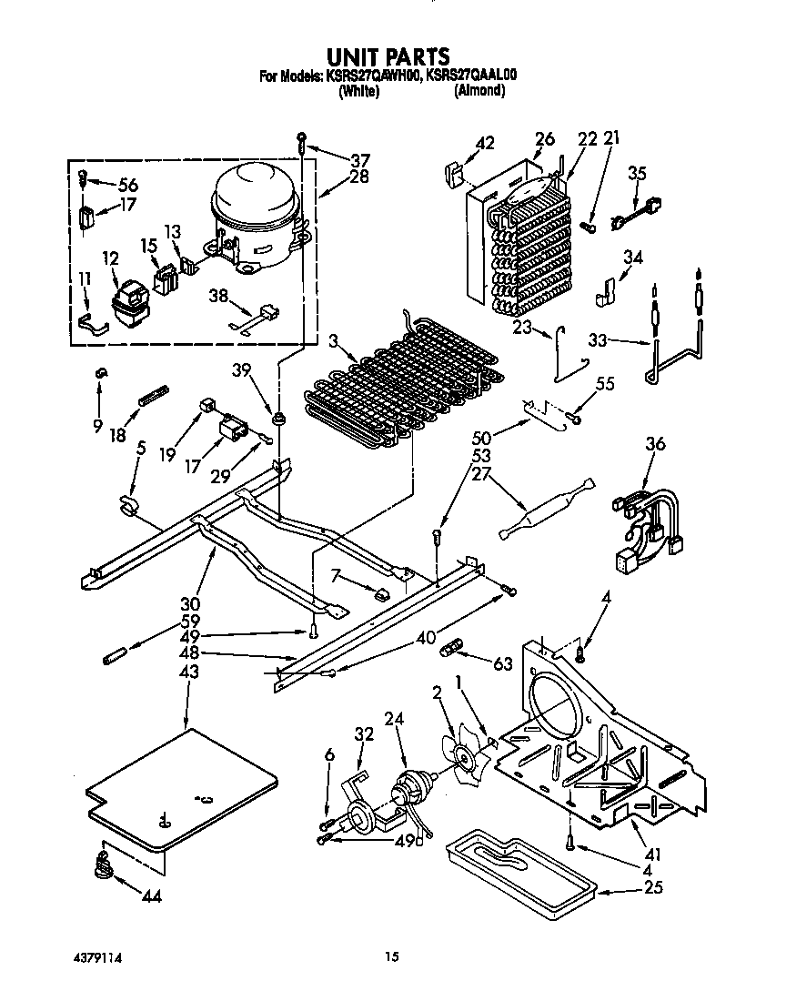 KitchenAid KSRS27QAWH00 unit diagram