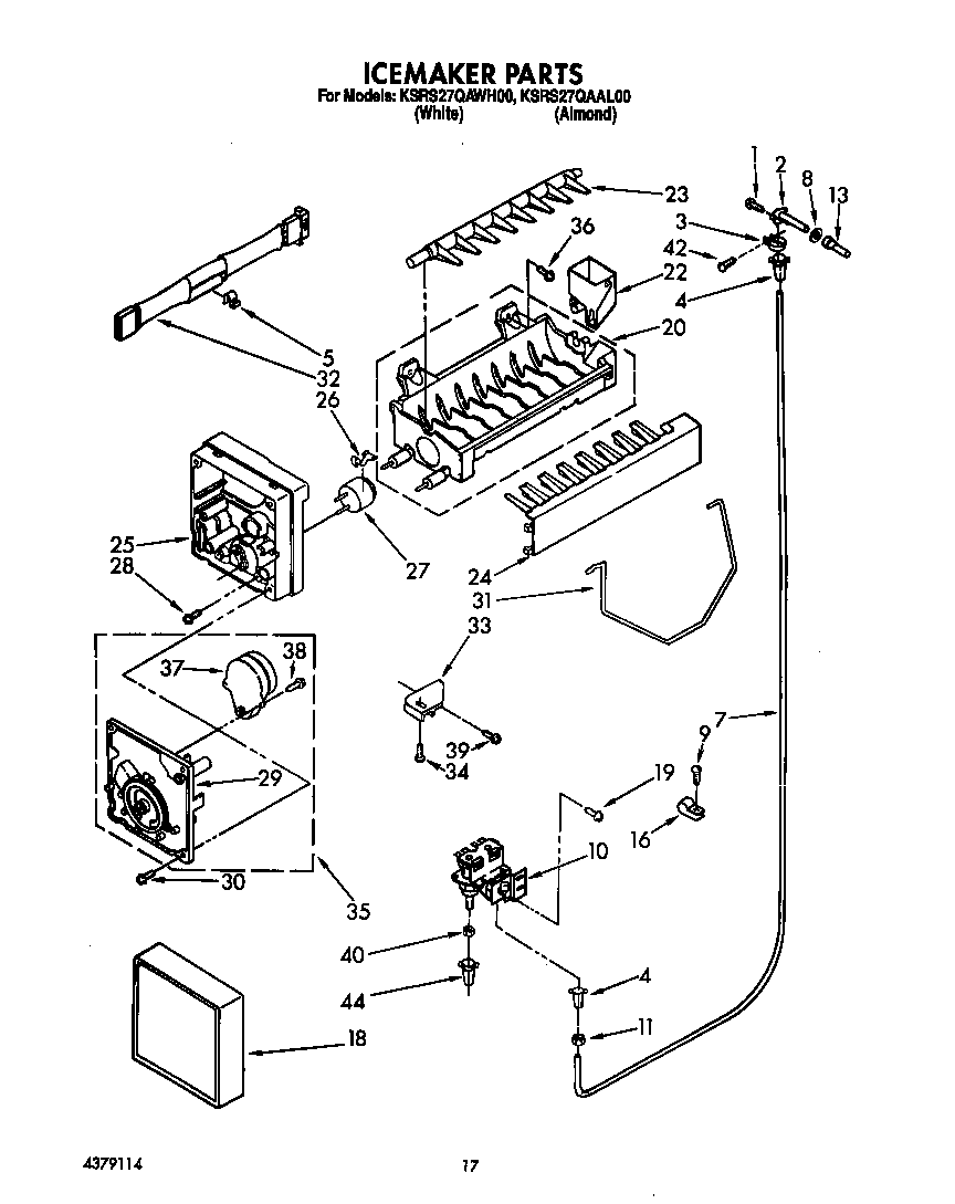 KitchenAid KSRS27QAWH00 icemaker diagram