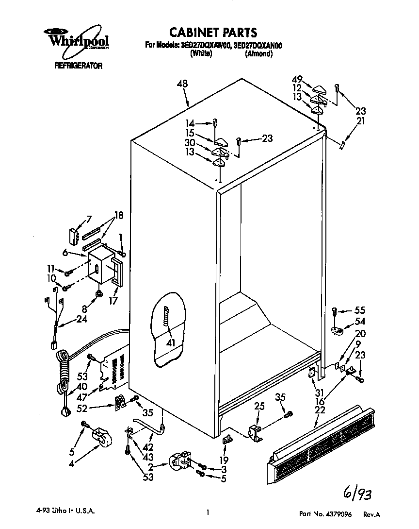 Whirlpool 3ED27DQXAW00 cabinet diagram