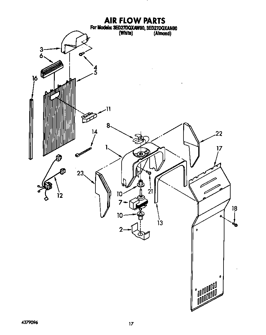 Whirlpool 3ED27DQXAW00 airflow diagram